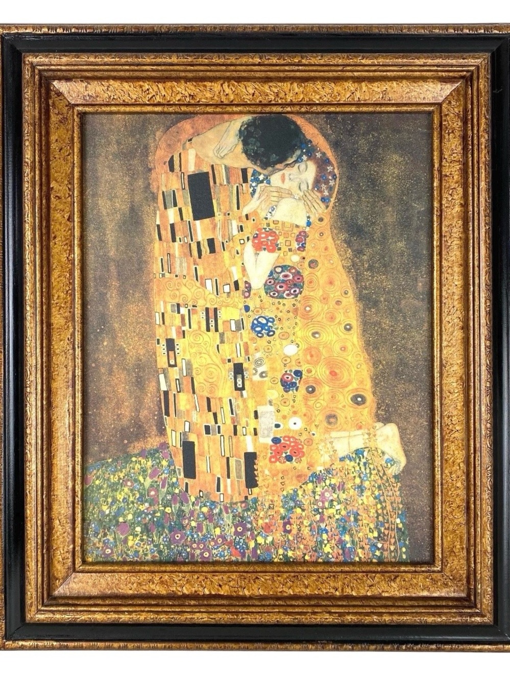 Vintage Giclee Print On Canvas Gustav Klimt The Kiss Art 16” X 19” Framed